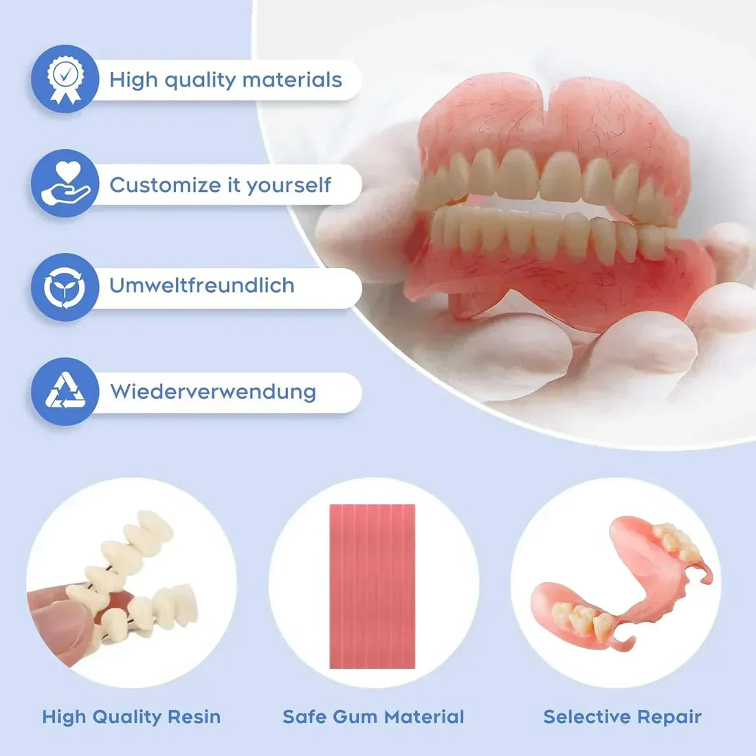 🔥Limited Time 50% OFF： 2nd ltem 60% Off🔥Acezozla® Medical Full Denture with Strong Suction ✅ Made and Shipped from the USA🍀